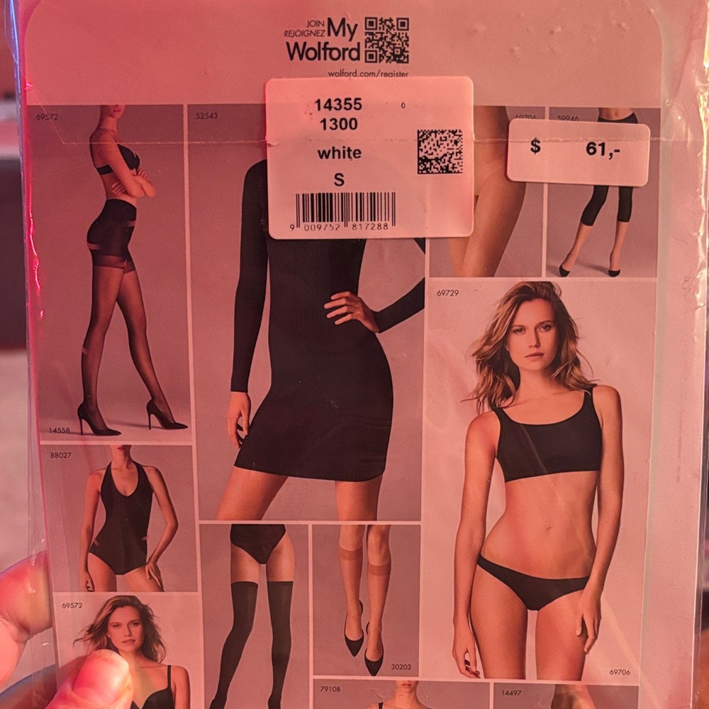 Wolford White Sheer Fishnet with Rose motif Tights
